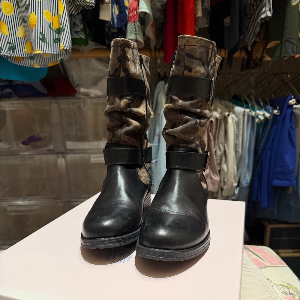 Eric Michael Black and Camouflage Women's Boots